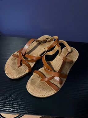 Kork-Ease Classic Tan Leather Strappy Women's Sandals size 7